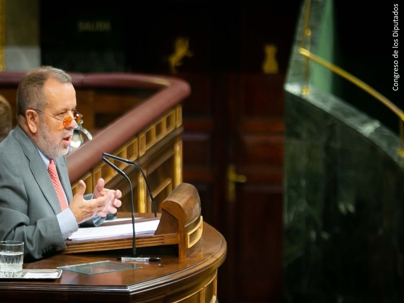 El Defensor del Pueblo (e.f.), Francisco Fernández Marugán, interviene en el Congreso durante la presentación del Informe Anual 2017