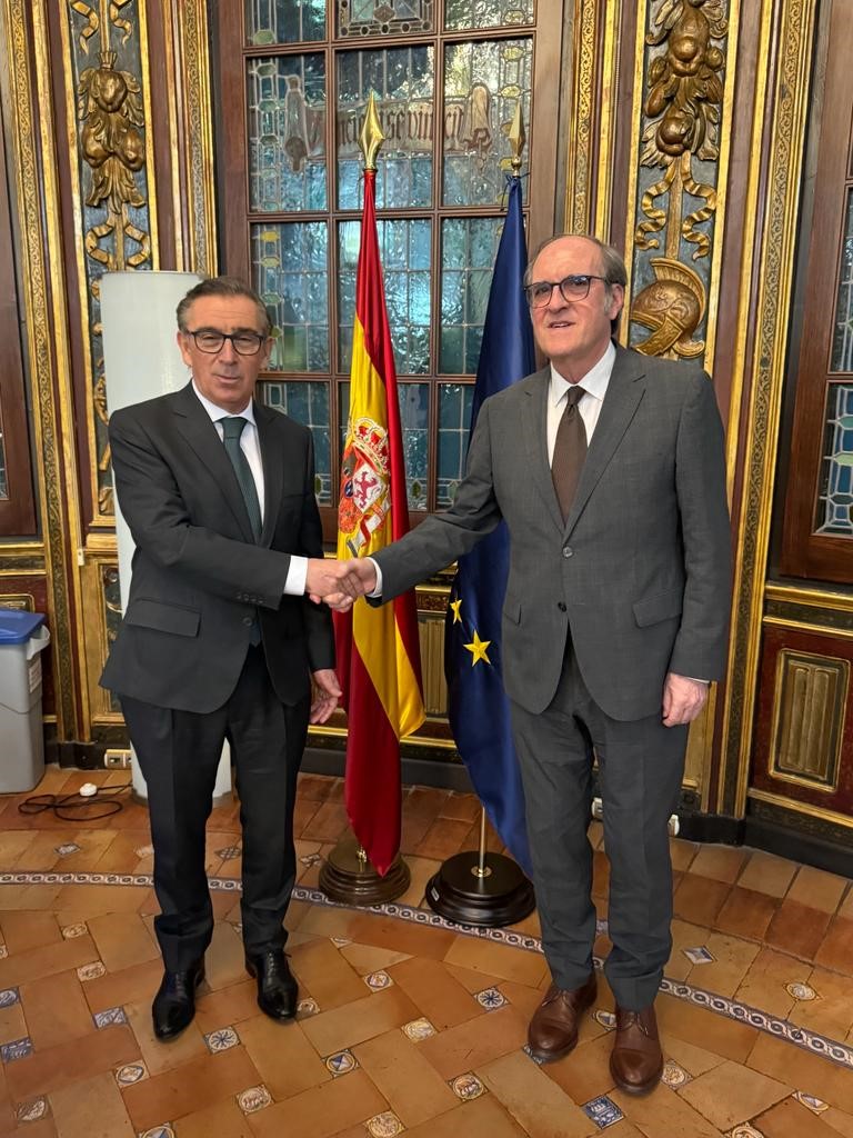 El Defensor del Pueblo, Ángel Gabilondo con el presidente de la Comisión Mixta de Relaciones con el Defensor del Pueblo, Luis María Beamonte.